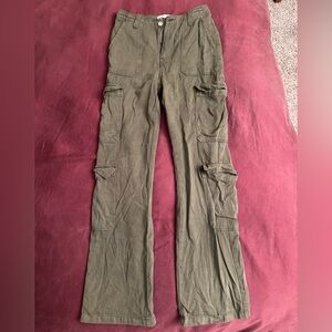 Zara Womens Olive Green Cargo Pants, Size 25